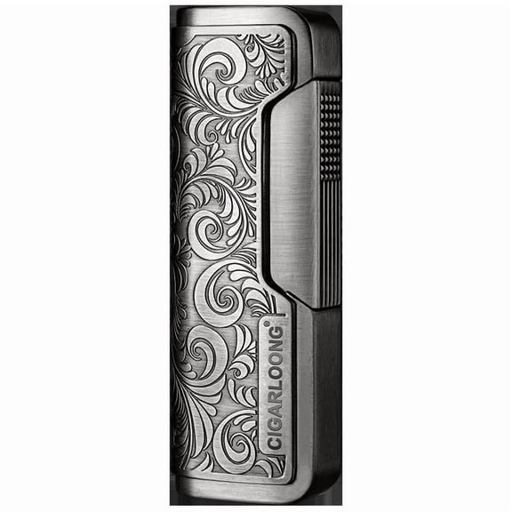 Cigar Lighter Windproof Straight Lighter Art Carved Inflatable Metal Lighter Gift Box Packaging