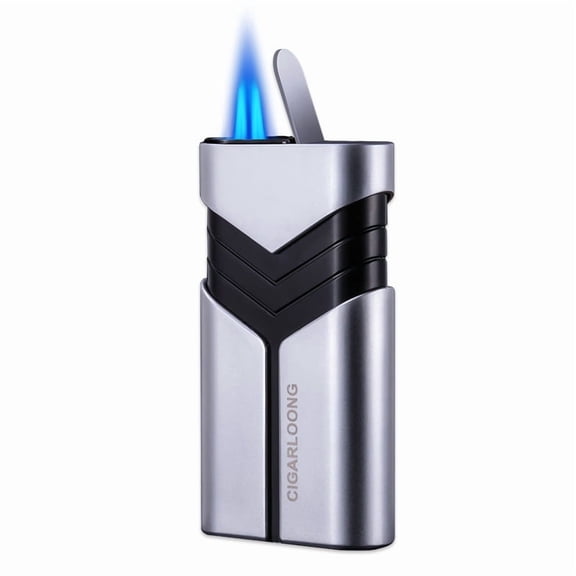 Cigar Lighter Windproof Straight Punch Stainless Steel Portable Cigar Electronic Cigarette Lighter