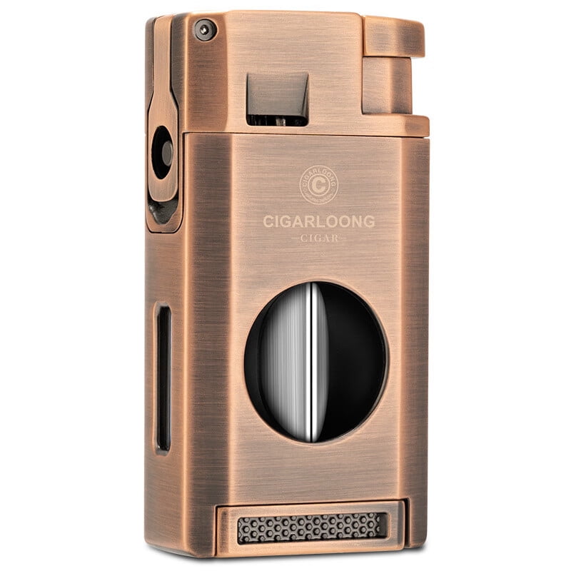Cigar Multifunctional Lighter With V-Shaped Cigar Scissors Cigar Drill Portable Inflatable-