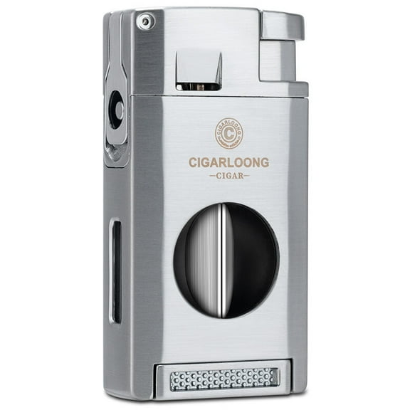 Cigar Multifunctional Lighter With V-Shaped Cigar Scissors Cigar Drill Portable Inflatable-