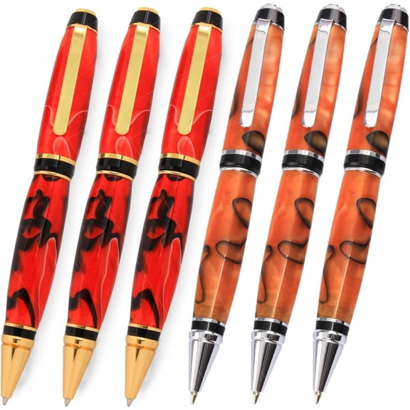 Cigar Pen Kit - Gold & Silver Variety, 6 Pack, Includes 3 Gold, 3 Chrome