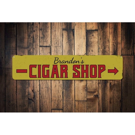 Cigar Shop Sign Name Cigar Store Arrow Sign Custom Cigar Lover Sign Cigar Smoker Man Cave Sign - Cigar Sign - Size: 16 x 4 Inches