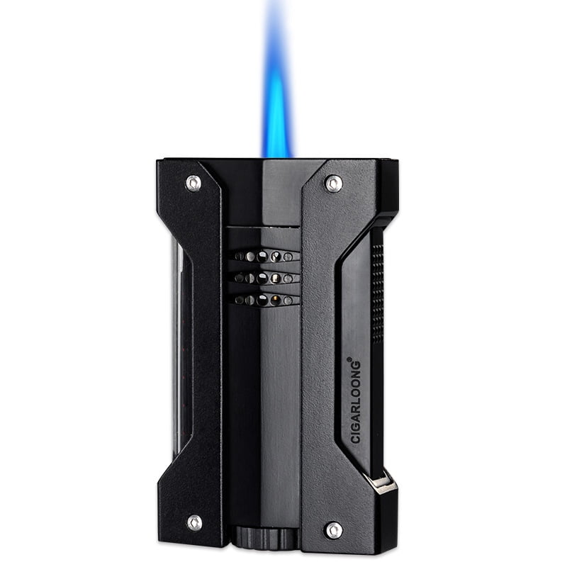 Cigar-Specific Lighter, Windproof Direct Impact Metal Stainless Steel Portable Cigar Electronic Cigarette Lighter Gift Box Packaging