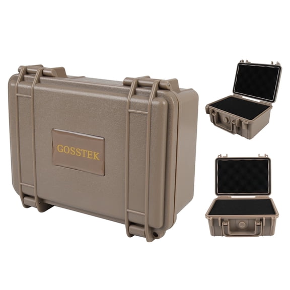Waterproof Dry Box Protective Case with 4-Digit Code Lock+DIY Customizable Foam Insert Portable Secure Container for Humidor, Valuables, Travel, and Collectibles(Khaki