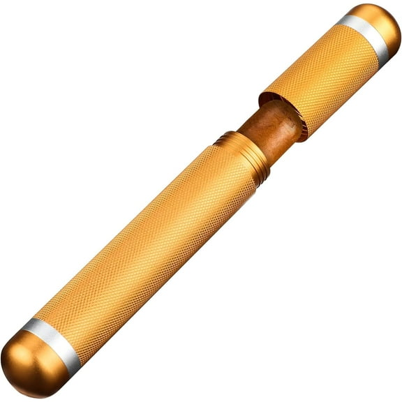 Cigar Tube Classic Aluminum Cigar Holders Humidor Cigar Case Portable Storage for Men Cigar Lovers(Golden)