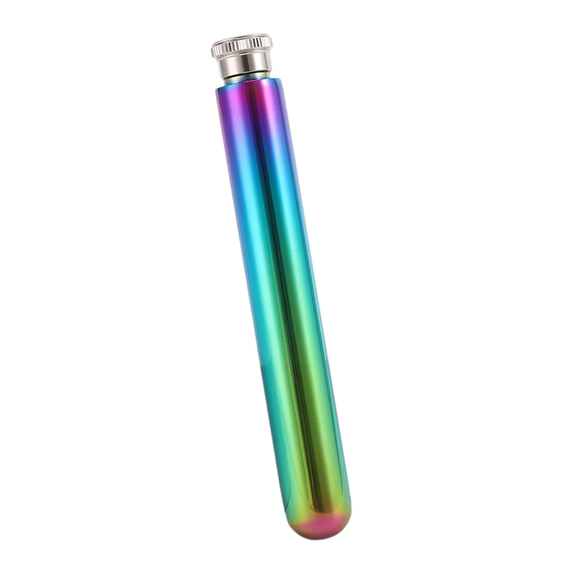 Cigar Tubular Flaskļ¼ Colorful Rainbow Tube Flask Portable Leak Proof Container Reusable Stainless Liquor Flask with Screw on Cap Ideal for Outdoor Travel Parties