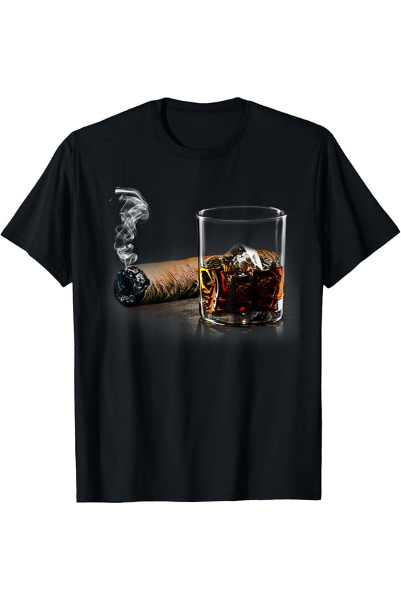 Cigar and Bourbon T-shirt Great Gift for Cigar Lounge Lovers T-Shirt