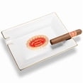 thumbnail image 1 of Cigar ashtray ceramic large diameter 3-pack cigarette trough European living room decoration gift box containing cigar ash,白色B款, 1 of 14