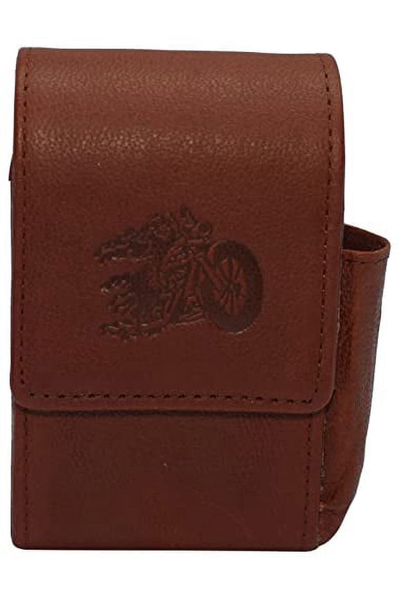 Cigarette Box Anti-Scratch Protective Storage Leather Case with Lighter Holder Biker Logo