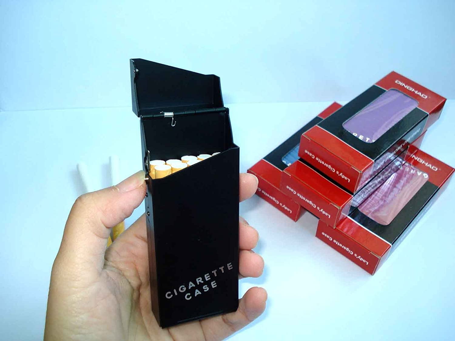 Cigarette Carrying Case Hold 10 Cigarettes - Stylish Case for 100's  CIGARETTE (BLACK COLOR)