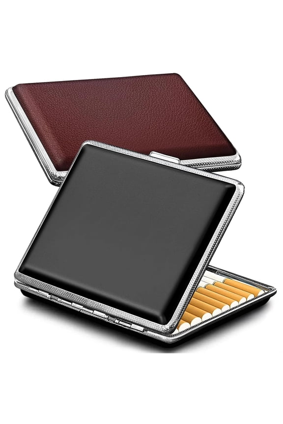 Cigarette Case 2 Pack - PU Leather 20 Capacity for Regular, King Size and 100Mm