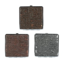 Cigarette Case 3 Pieces Leather Metal for 20 Cigarettes Cigarette Box with Snap Closure for Men Women Gift 9.7 x 9.5 x 1.8 cm
