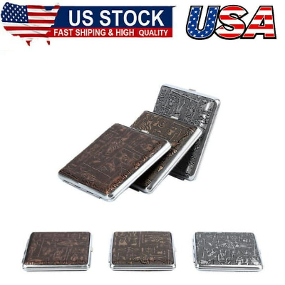 Cigarette Case 3Pieces Leather Metal for 20Cigarettes with Snap Closure for Men