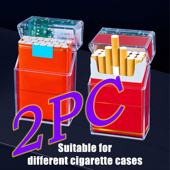 Cigarette Case with Lighter 2 Pack My Orders 4 Inch Transparent Plastic Cigarette Case Portable Colourful Light Rechargeable Cigarette Lighter Flameless Windproof Electric Lighter