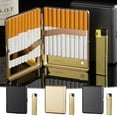 thumbnail image 1 of Cigarette Case Lighter Set | 20 Capacity Thick Cigarettes | Synthetic Leather Metal | Humidity-Proof Wrinkle Resistance | Portable Sturdy Container | 107x82x19mm | Gold Black Gray | 1 Pack, 1 of 6