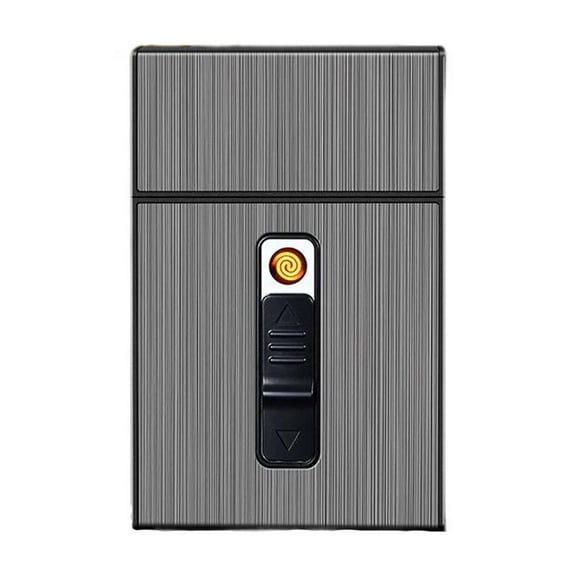 Cigarette Case with Lighter and USB Charging, Holds 20 Cigarettes for 6.5cm Length, Large Capacity Anti-Crush Design, Alloy and ABS Construction, Windproof Ignition for Easy Lighting