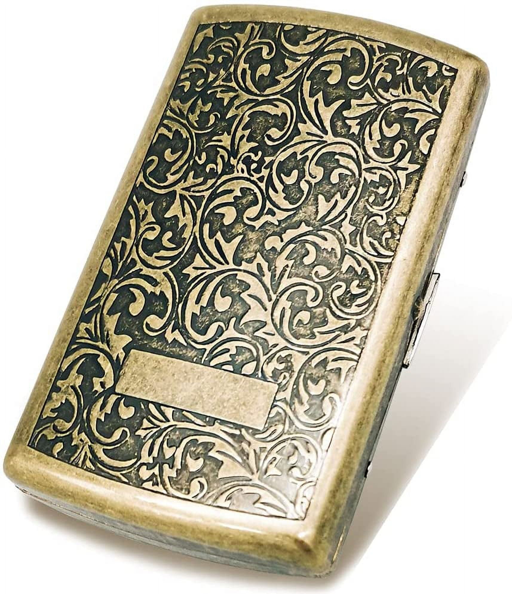 Vintage Metal Cigarette Case Box-Credit Card Case with Double Sided Spring  Clip Open Pocket Holder