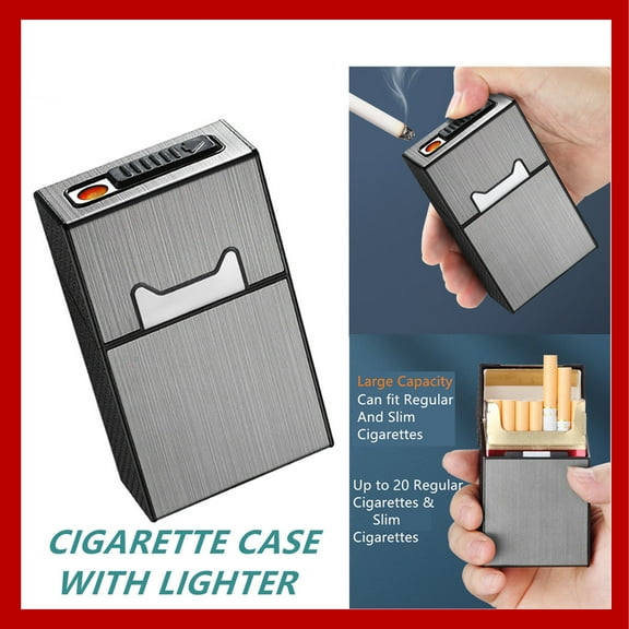 Cigarette Case With Lighter Flameless Tobacco Box Holder Waterproof Rechargeable