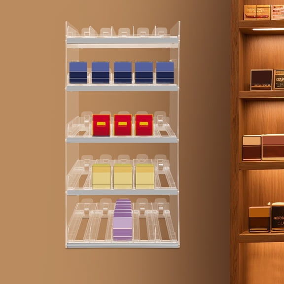 Cigarette Display Holder, 27" Automatic Cigarette Pusher Tray for Retail Store, Clear Cigarette Display Stand Rack