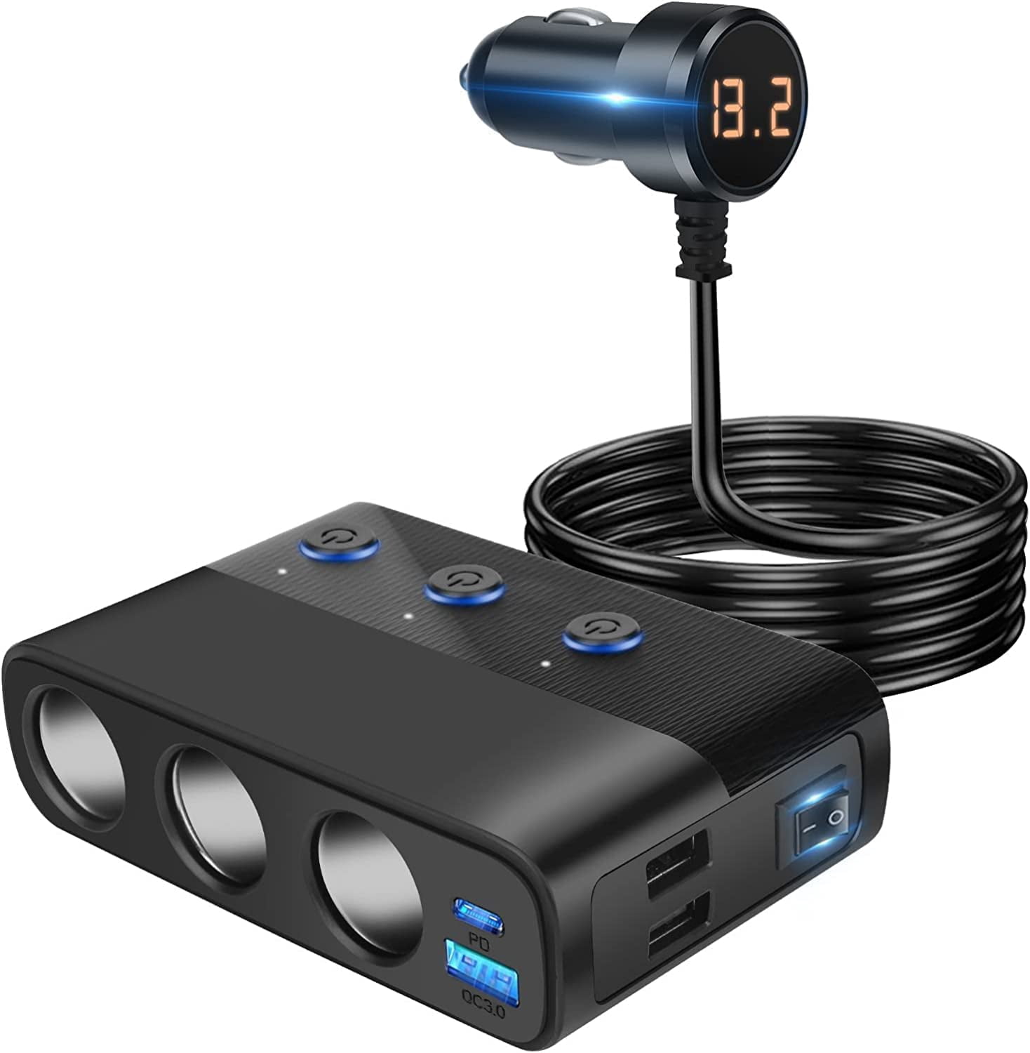 Cigarette Lighter Adapter, Car Charger Adapter, 3 Socket Cigarette ...