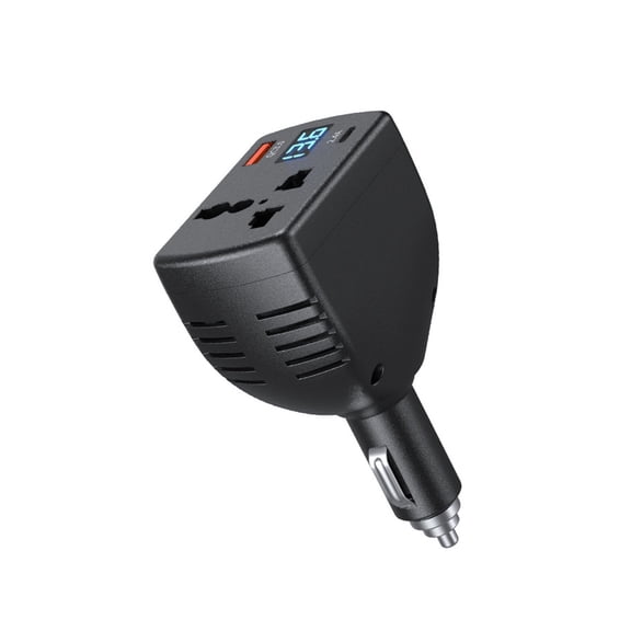 Cigarette Lighter Adapter Plug 150W Vehicle Power Inverter, DC 12/24V to AC 110V Car Converter Fast Charge, Digital Volt Display, Overload Short CiMultifunctional Protection for Car Truck RV
