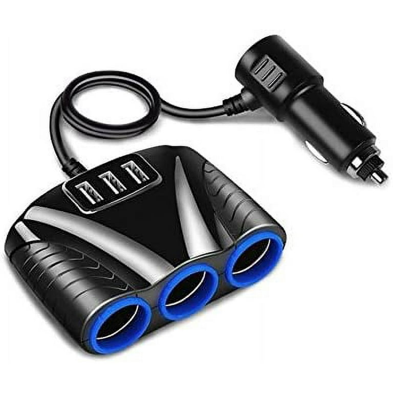 Everdirect Cigarette Lighter Adapter SUNJOYCO 120W 3 Way Car Multi Cigarette Lighter Socket Splitter 3usb Charger DC 12V 24V Power Adapter for iPhone iPad