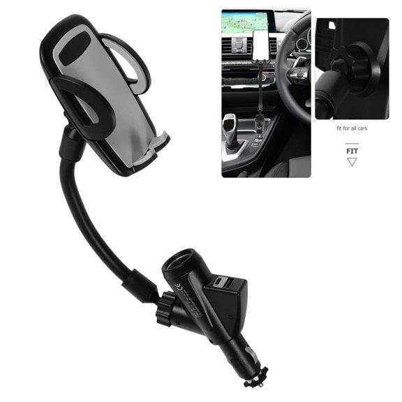 Lighter Car Phone Holder Charger, Dual USB Fast Charging Cell Phone Mount for Car Charger