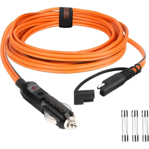 Cigarette Lighter Plug to SAE Quick Release Adapter, 12V/24V, 30A Fused, 12AWG Copper Wire (10.5ft/320cm)