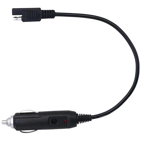Cigarette Lighter SAE Battery Charger Cable, 12V 5A Cigarette Lighter Plug to SAE Quick Release Adapter Extension Charging Cable with Fuse and LED Light (35cm)