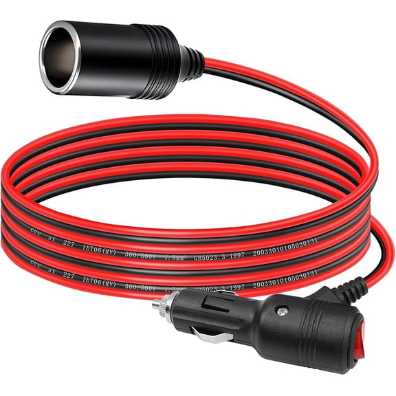 Cigarette Lighter Socket, Single 12V Outlet Car Cigarette Lighter Power Plug Adapter with 5.91FT Extension Cable, 180W Port Compatible (2# cable 1.8m)