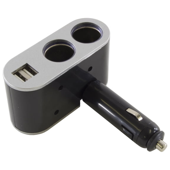 Cigarette Lighter Socket Splitter - Twin Socket Car Charger with 2 USB Ports