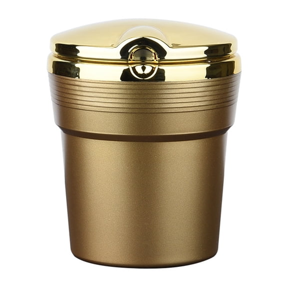 Cigarette Smoke Car Ashtray Cup Holder with LED Light & Removable Liner,Portable Auto Car Truck Cup Holder Ashtray with Lid for Office Home,Fireproof Car Ashtray,1Pc, Easy to Use(Gold,2.9x2.1x3.7")