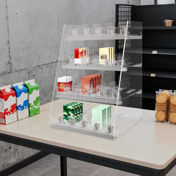 Cigarettes Rack, Display Rack, 4 Tier 5 Column Acrylic Cigarette Display Stand, Large Capacity, 18.9in Height, for Store, Convenience Shop, Countertop