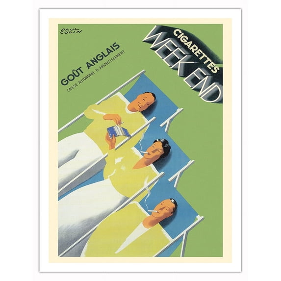 Cigarettes Weekend - English Taste (Goût Anglais) - Vintage Advertising Poster by Paul Colin c.1933 - Fine Art Matte Paper Print (Unframed) 20x26in