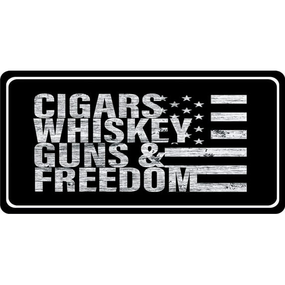 Cigars Whiskey Guns And Freedom Photo License Plate