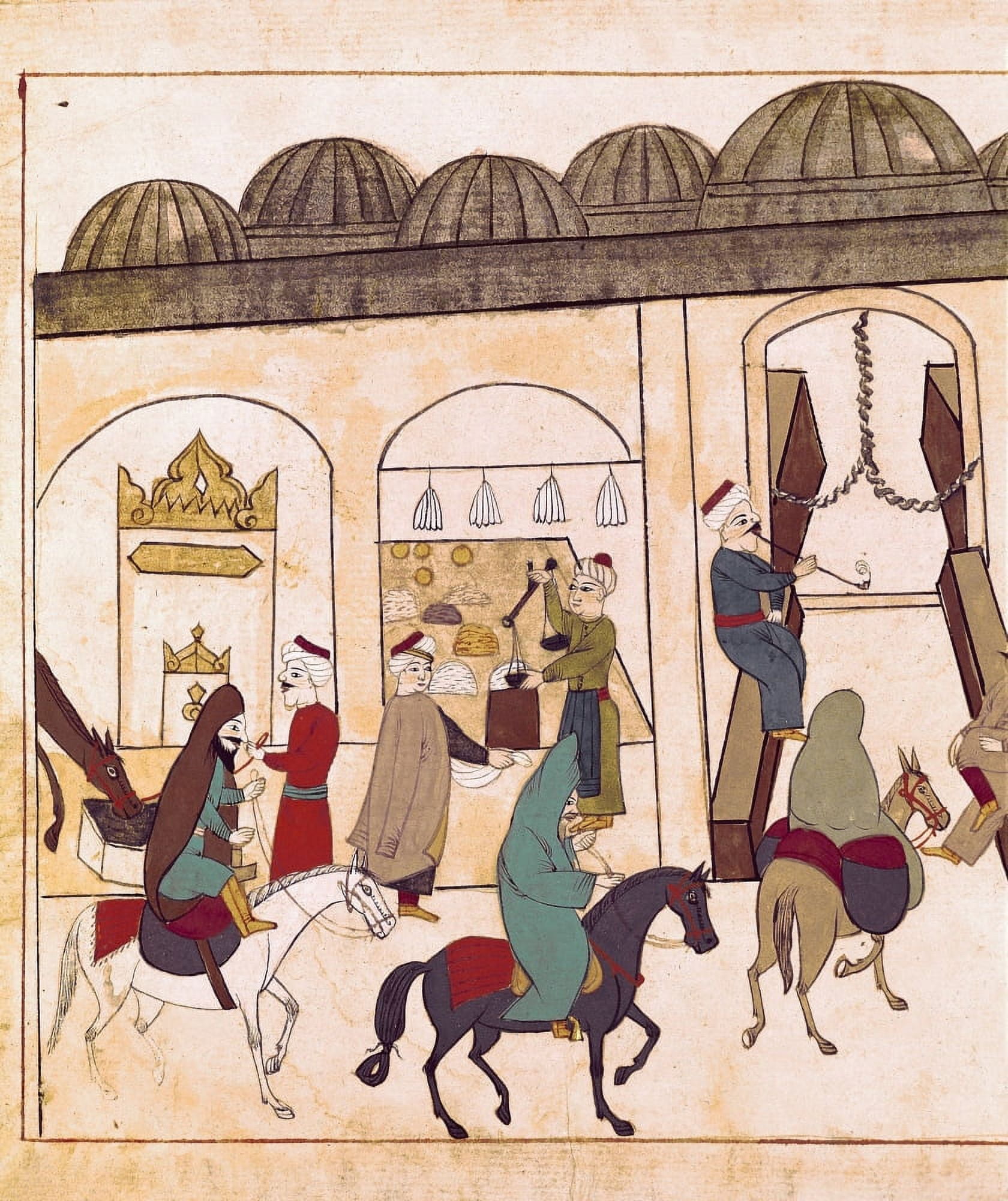 Cigogna Manuscript (1671)Merchants In A Bazaar Canvas Art - (24 x 36)