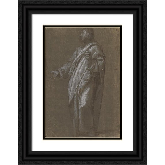 Cigoli (Ludovico Cardi) 13x18 Black Ornate Wood Framed Double Matted Museum Art Print Titled - Standing Male Figure (C. 1610/13)