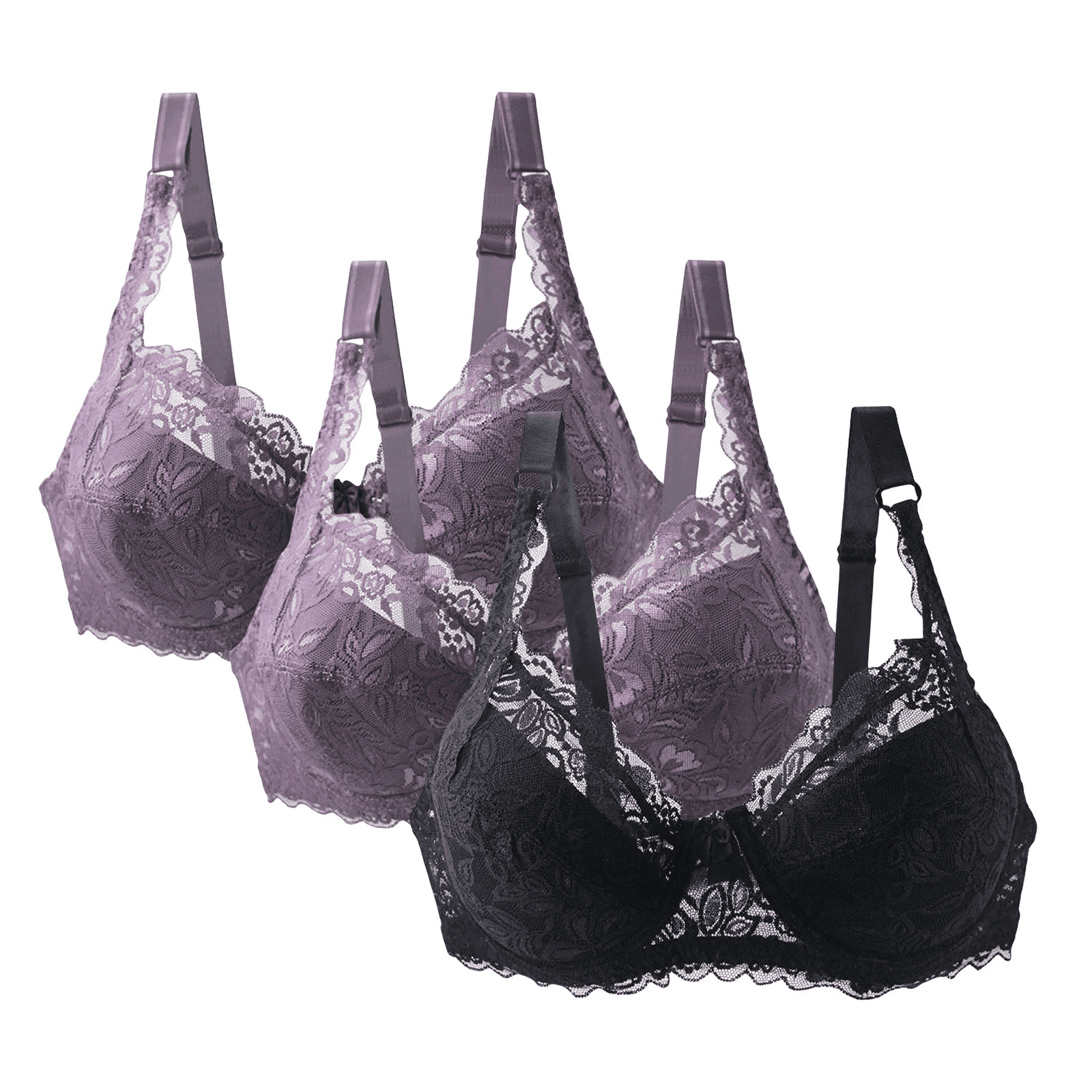 Cihdmfb 3 Pack Bra for Women Plus Size Minimizer Underwire Unlined Bra ...