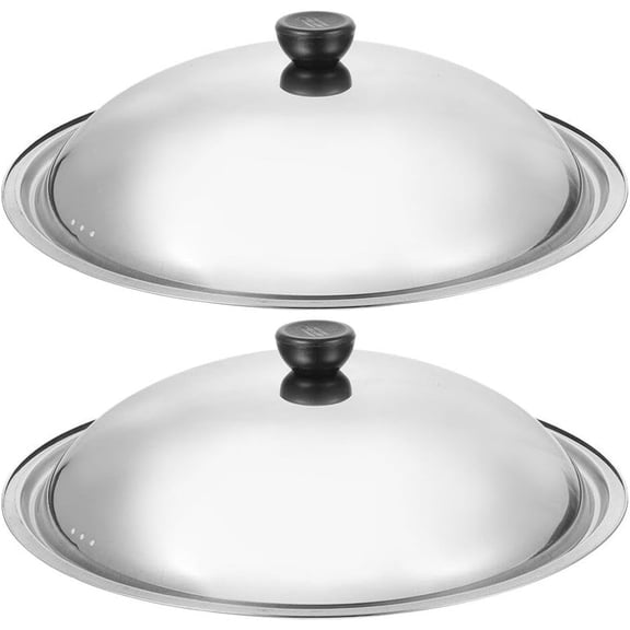 Ciieeo 2-Piece Stainless Steel Pot Lid Set for Frying Pans and Pots - Universal Cooking Lid Replacement for Grease Splatter Protection