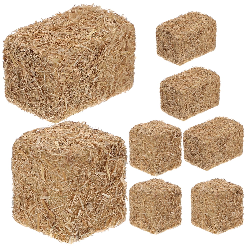 Ciieeo 8pcs Mini Hay Bales Small Decorative Hay Table Decoration Rustic ...