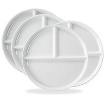 Cikicik 10in Ceramic 3 Compartment Divided Plates, Portion Control, 4 pack, White