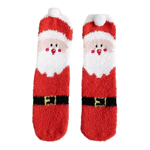 Cikiki 1 Pairs Christmas Socks,Womens Christmas Fuzzy Socks,Cute Cartoon Warm Soft Stocking Gift for Xmas Winter Slipper Sleep