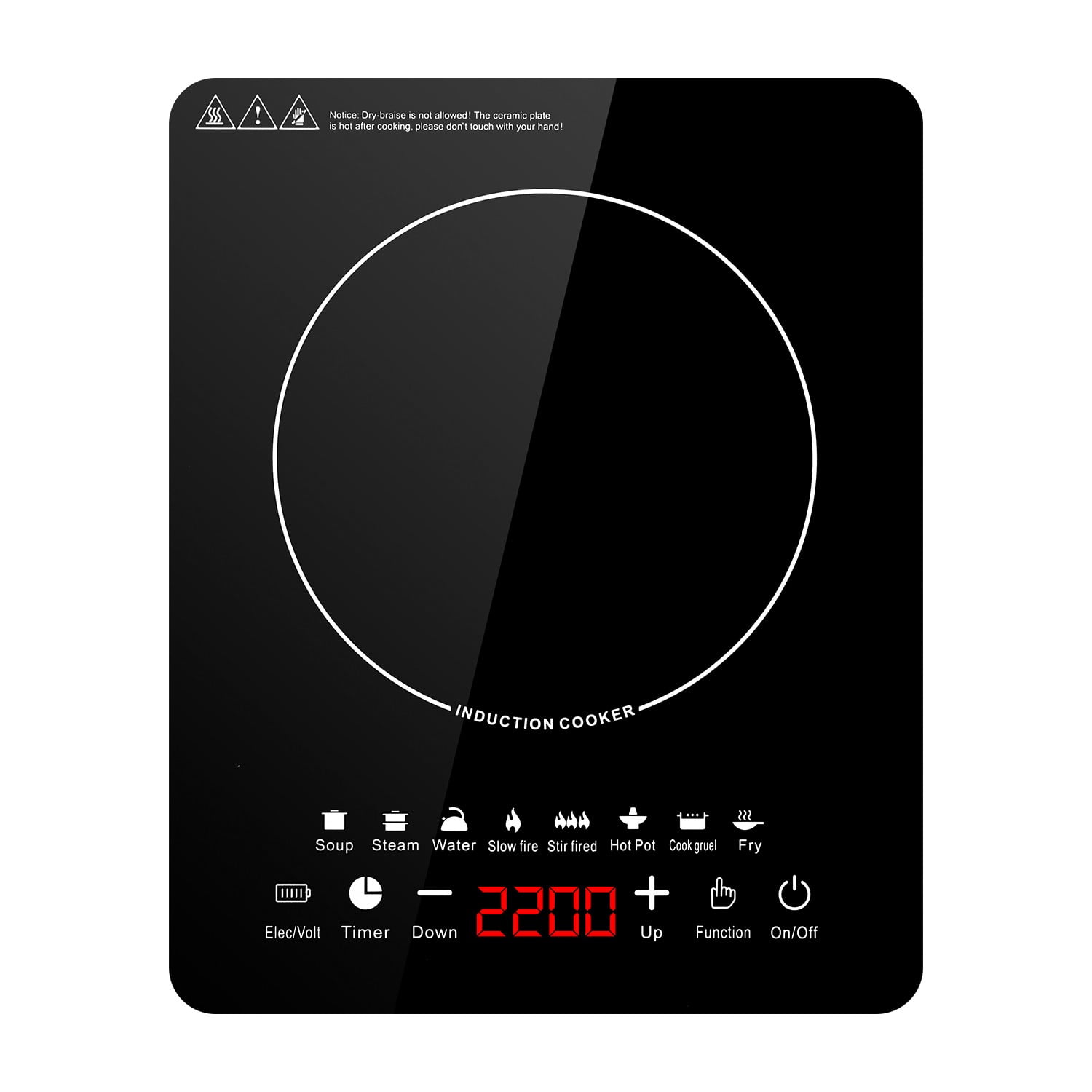 Cikuci 2200W Portable Induction Countertop Burner, 8 Temp Levels, Timer,  Auto Pot Detection, Child Safety Lock