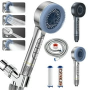 Cikuci Handheld Shower Head, High Pressure 4 Spray Mode Showerhead with Filters, Water Softener Filters Beads for Hard Water