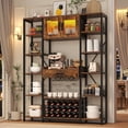 thumbnail image 1 of Cikuso Bar Cabinet with LED Light/Charging Station/Wine Holder Racks, Liquor Display Shelf Storage Cabinet, Black, 1 of 9