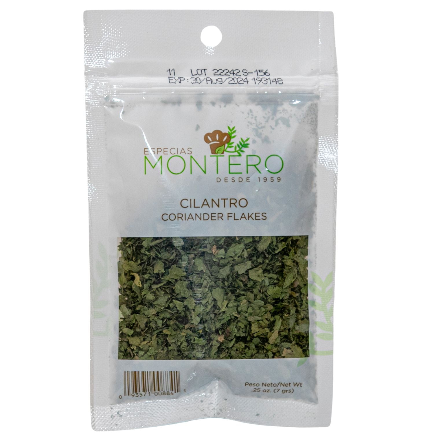 Especias Montero, Kosher, Coriander Flakes, Single Herb and Spice Type, 7gr., Single Item