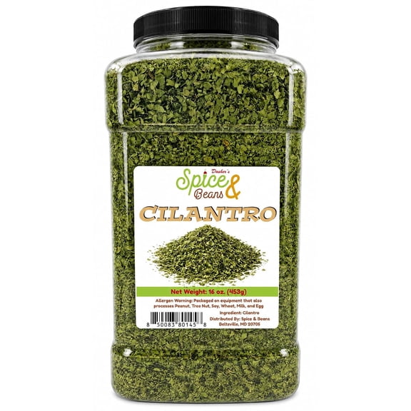 Cilantro Flakes (Dried Cilantro Leaves) 16 oz. - Herb Seasoning for Cooking, Salsa, Soups, Mexican Recipes - Bulk - Dashers Spice & Beans