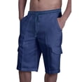 thumbnail image 1 of Cilcicy Men Cotton Linen Cargo Workwear Short Slacks Drawstring Pockets Bermuda, 1 of 2