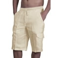thumbnail image 1 of Cilcicy Men Cotton Linen Multi Pockets Drawstring Casual Holiday Shorts, 1 of 3