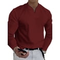 thumbnail image 1 of Cilcicy Men Relaxed Sports Elastic Comfort Long Sleeve Fall V-Neck Shirt, 1 of 4